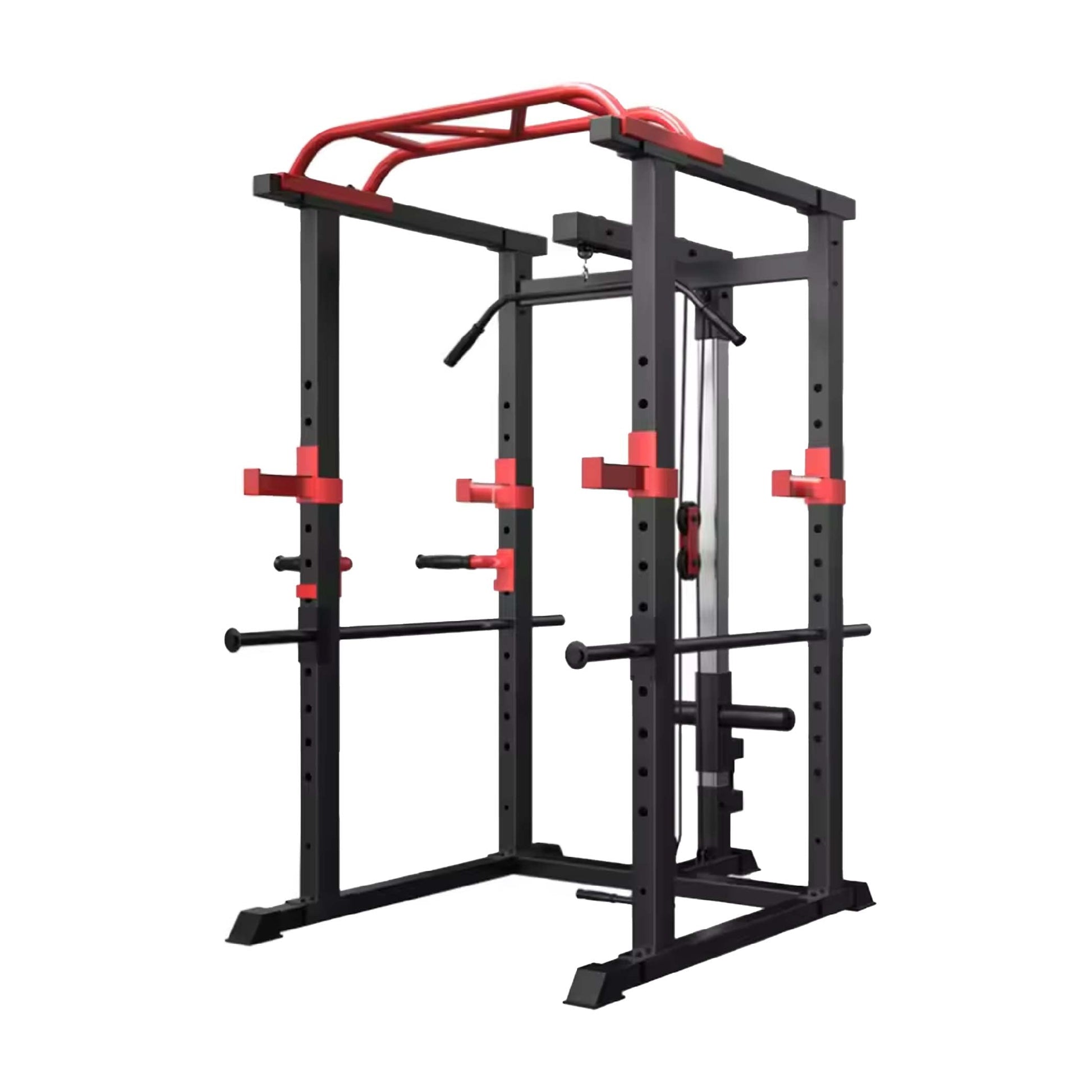 All-in-One Power Rack Cage | Adjustable Multi Gym System with Cable Pulley, Barbell Support & Pull-Up Bar