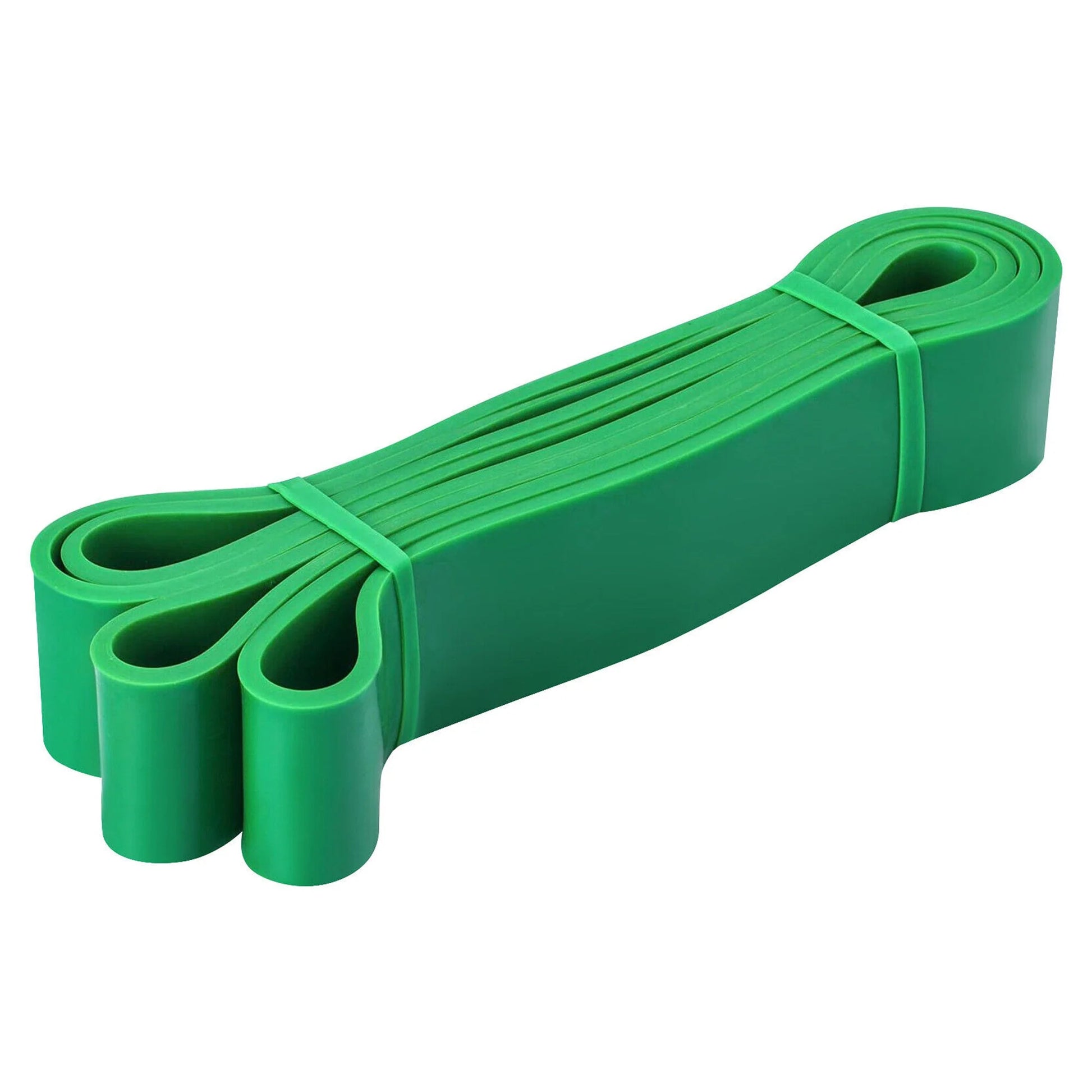 Green resistance band on a white background
