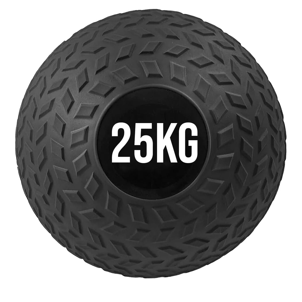 Black weight ball with '25KG' marking on a white background