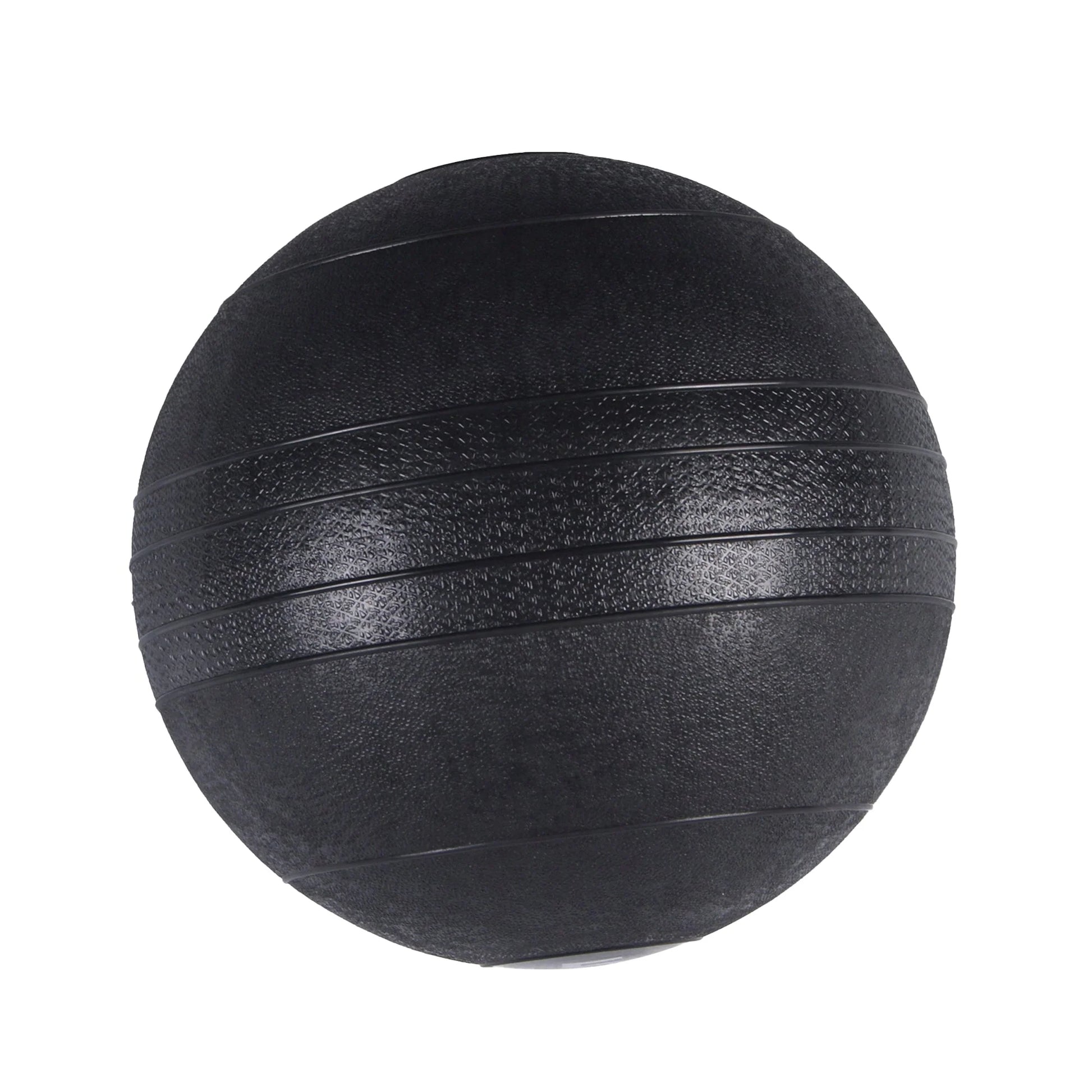 Black exercise ball on a white background