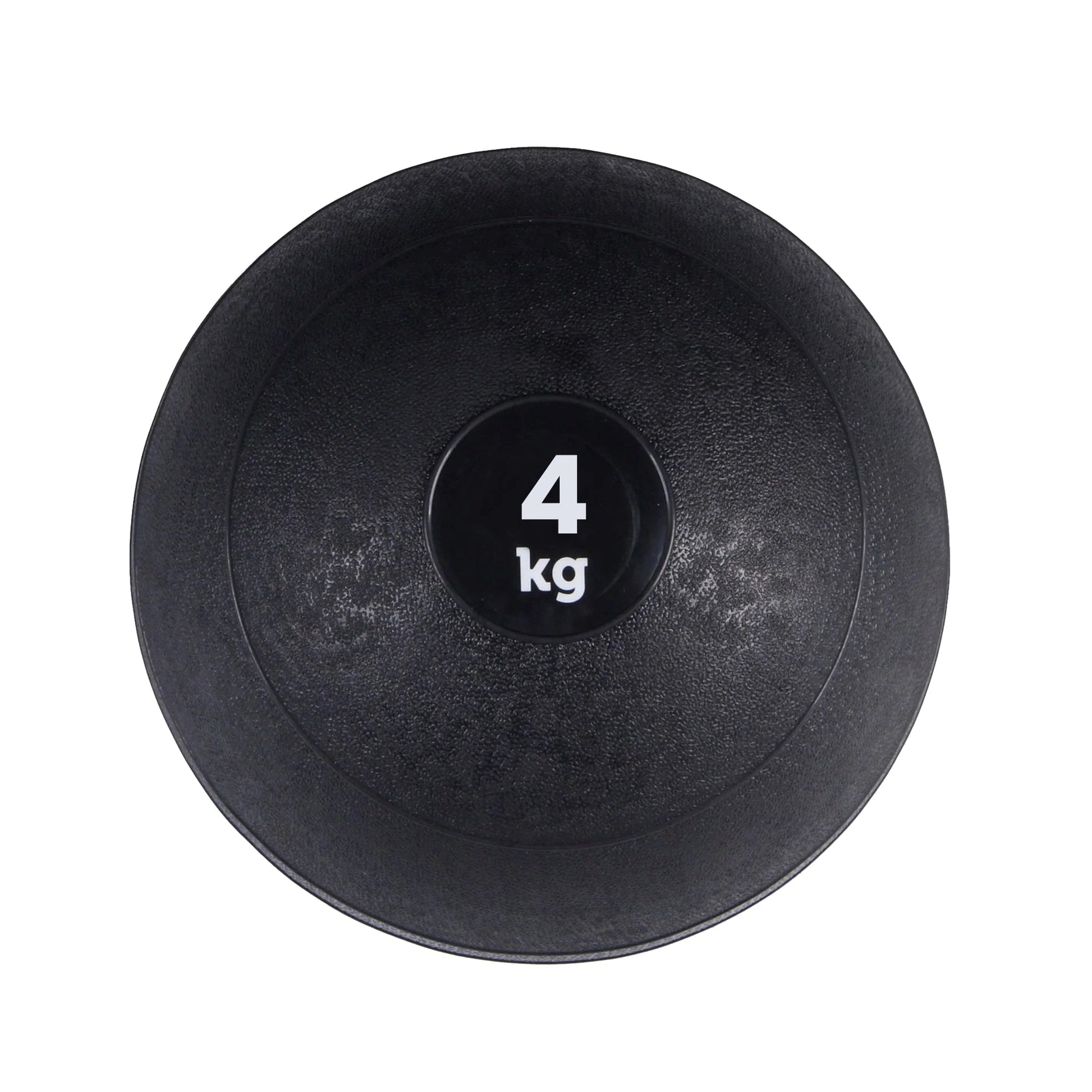 Black slam ball with '4 kg' marking on a white background