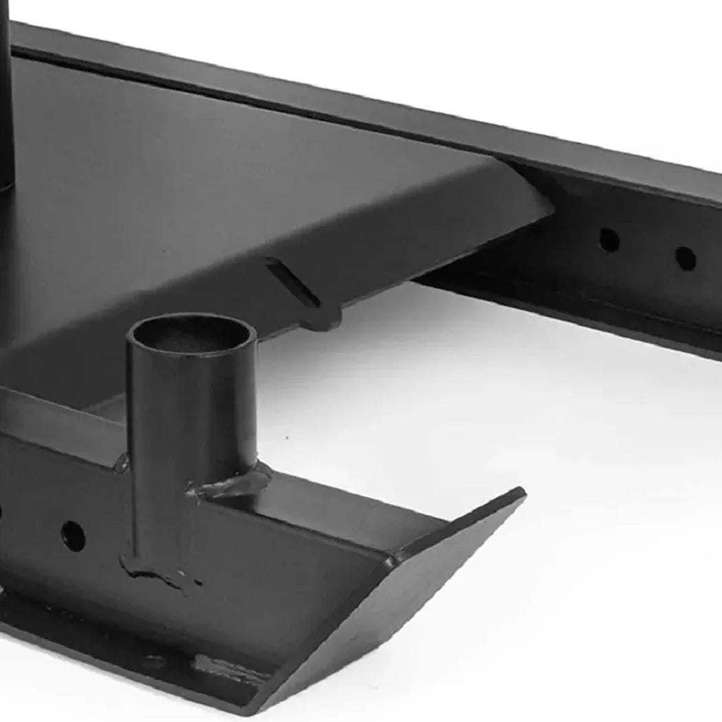 Black metal bracket on a white background