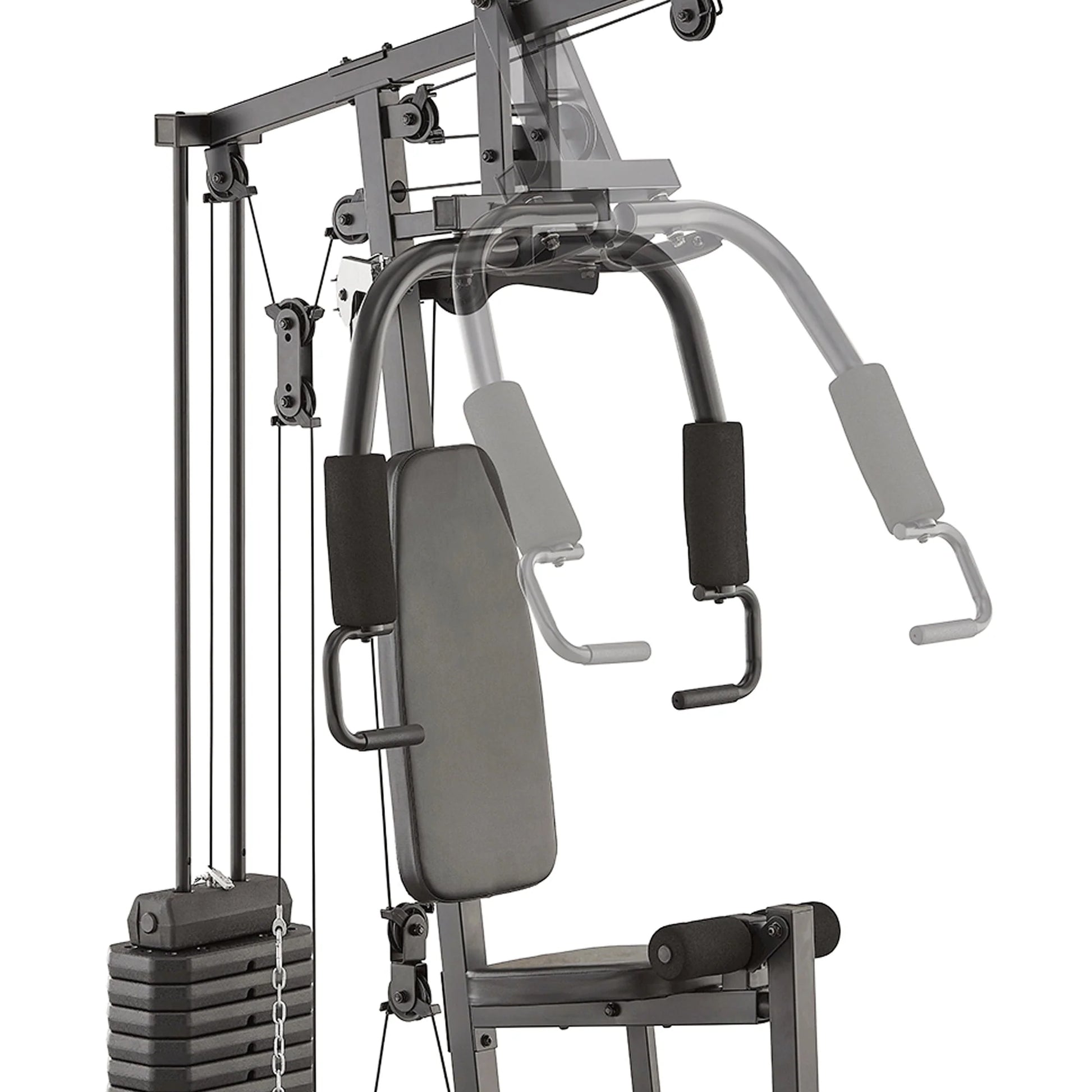 Gray weightlifting machine on a white background