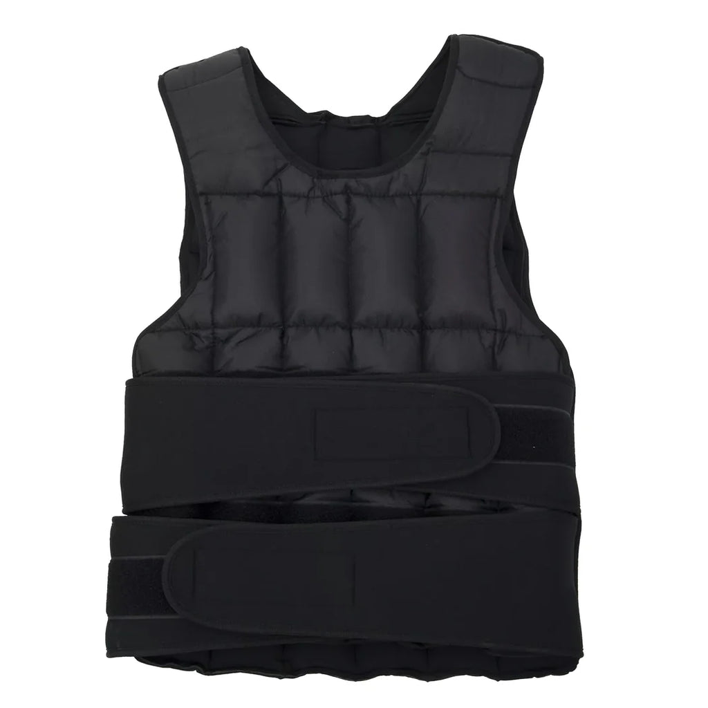 Black weighted vest on a white background