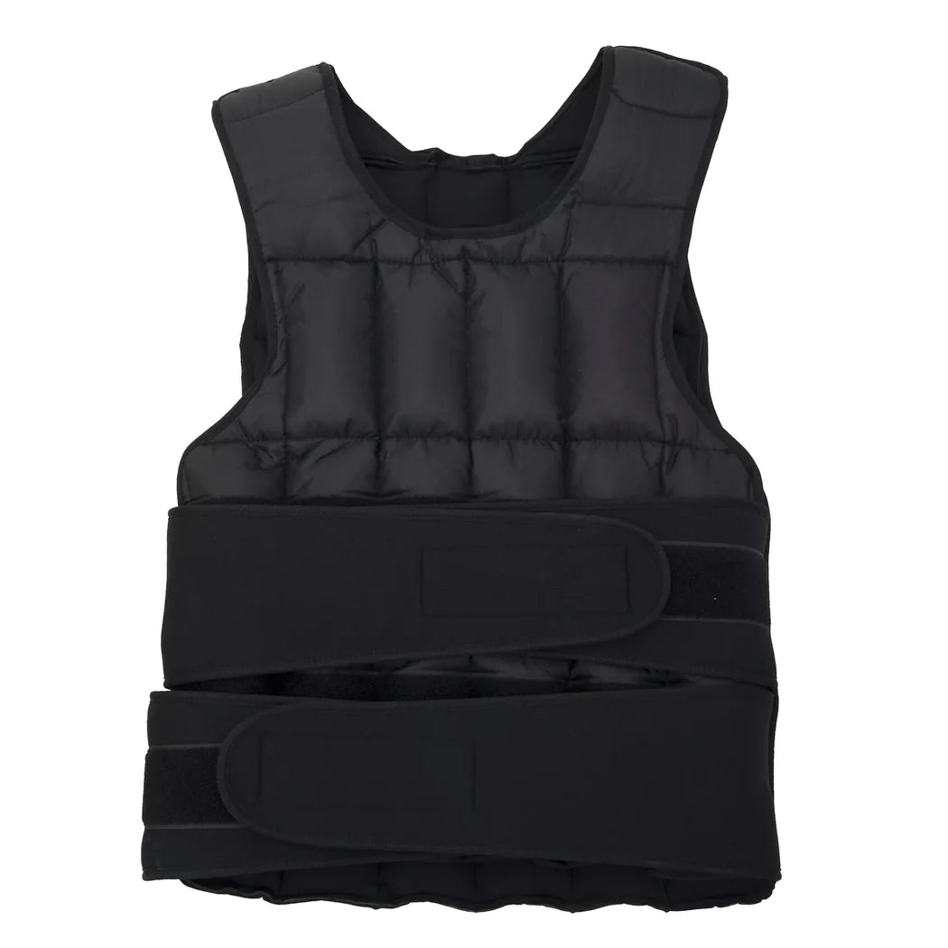 Black weighted vest on a white background