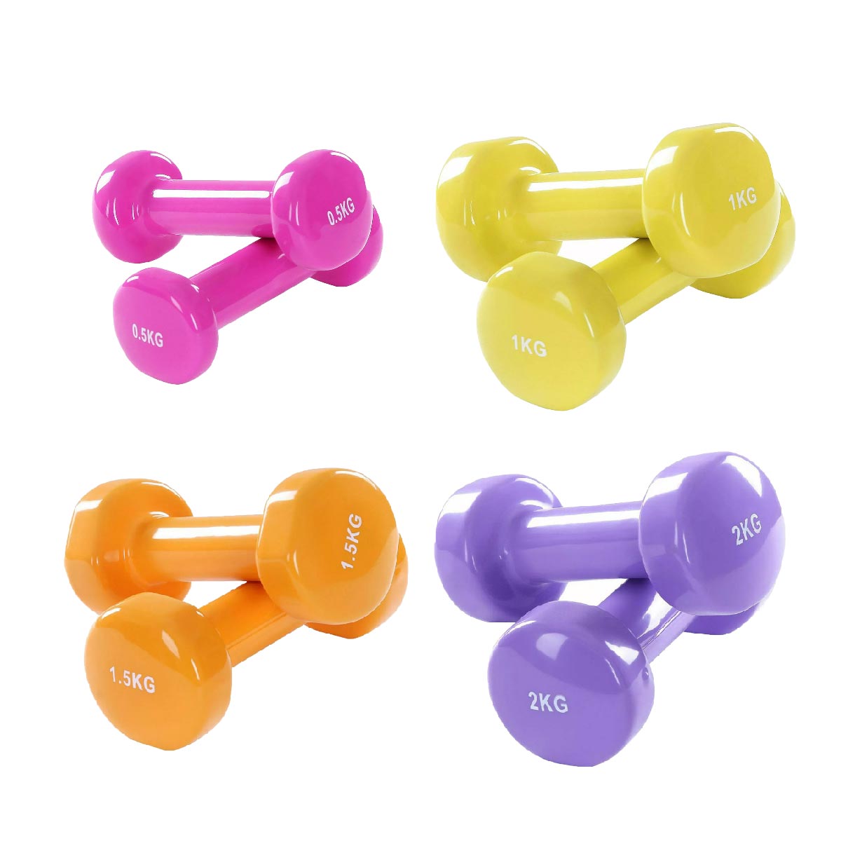 Color-Coded Neoprene Vinyl Dumbbell Set with Non-Slip Hand Weights for Toning, Fitness & Home Workouts