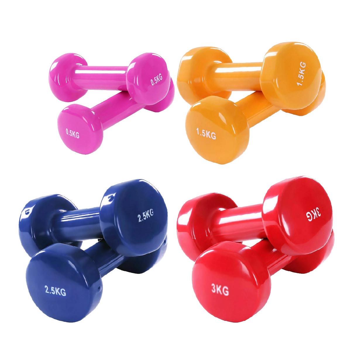 Color-Coded Neoprene Vinyl Dumbbell Set with Non-Slip Hand Weights for Toning, Fitness & Home Workouts