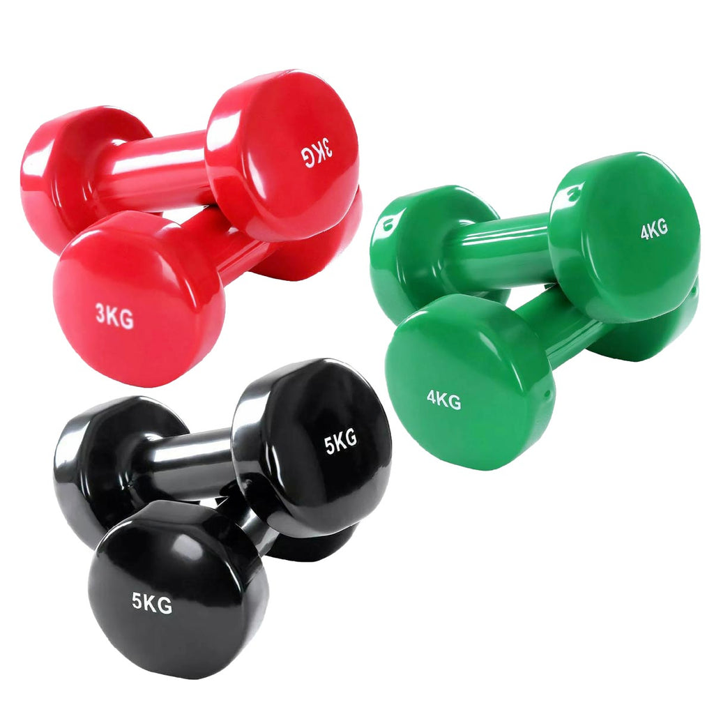Color-Coded Neoprene Vinyl Dumbbell Set with Non-Slip Hand Weights for Toning, Fitness & Home Workouts
