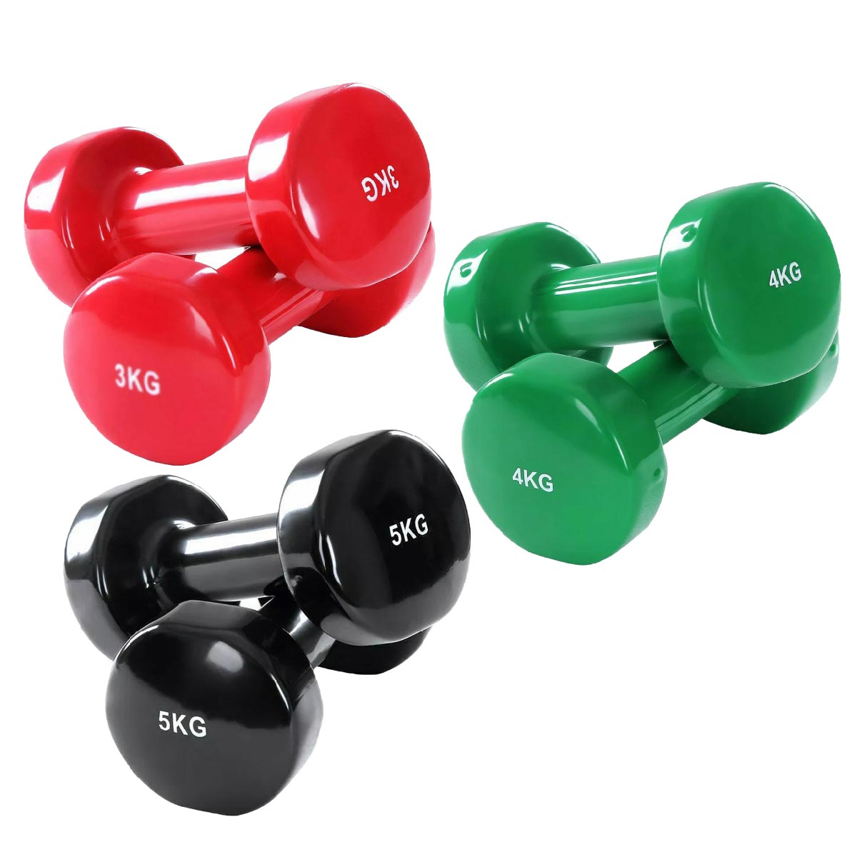 Color-Coded Neoprene Vinyl Dumbbell Set with Non-Slip Hand Weights for Toning, Fitness & Home Workouts