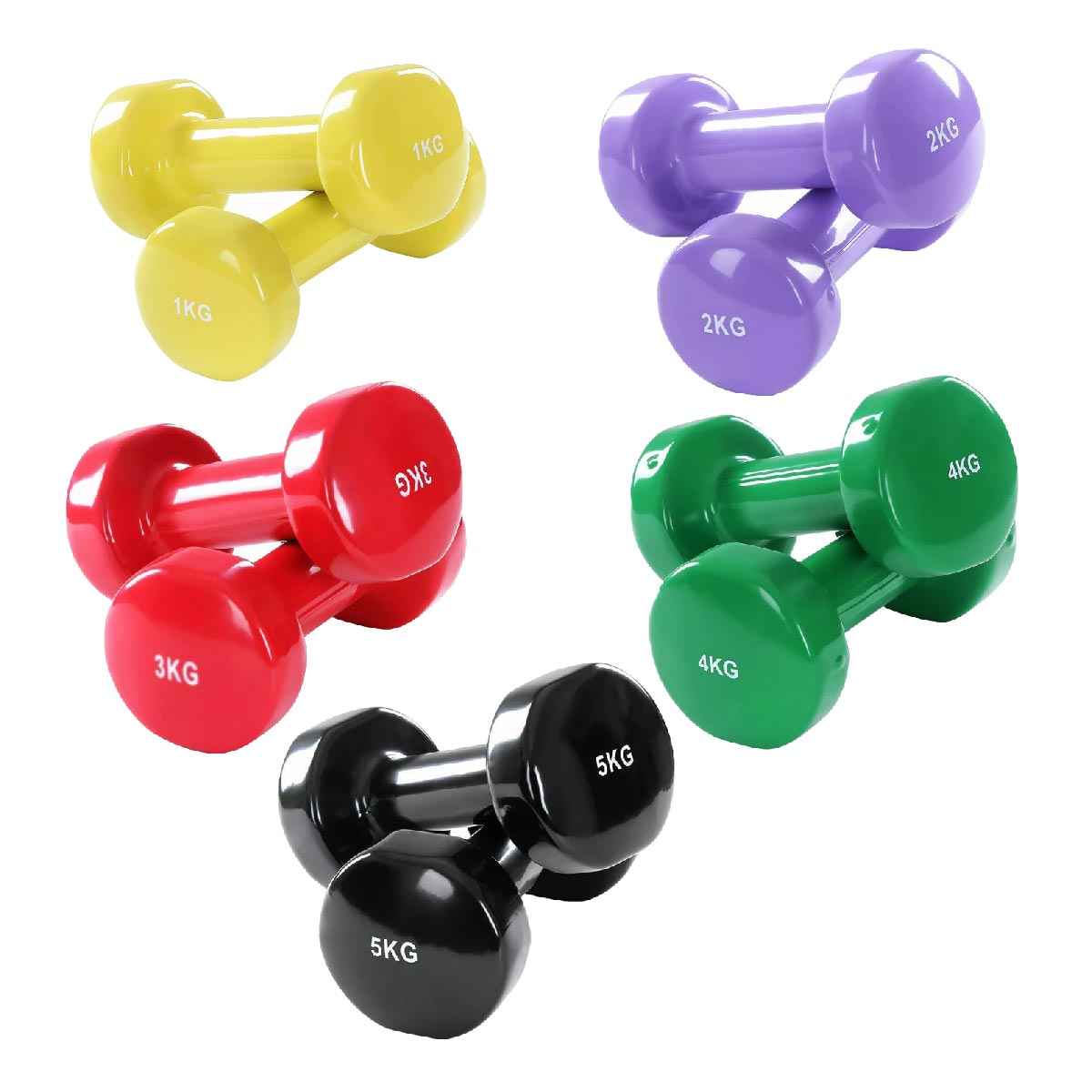 Color-Coded Neoprene Vinyl Dumbbell Set with Non-Slip Hand Weights for Toning, Fitness & Home Workouts