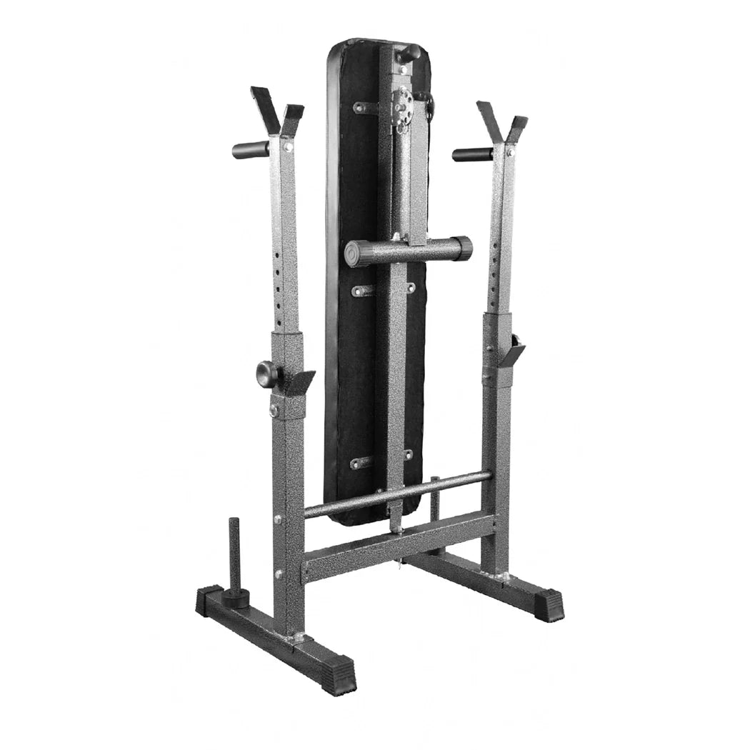 Gym equipment with weight plates on a white background