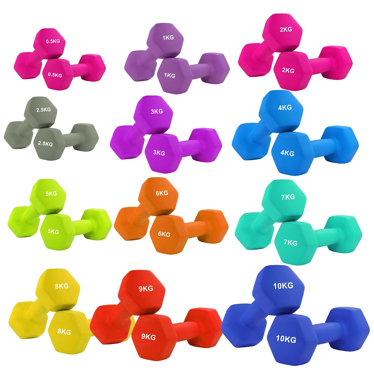 Neoprene Hex Dumbbells with Anti-Roll Design | Non-Slip Hand Weights for Home & Gym | Sold as Singles, Pairs, or Complete Sets | Comfortable Grip & Durable Coating