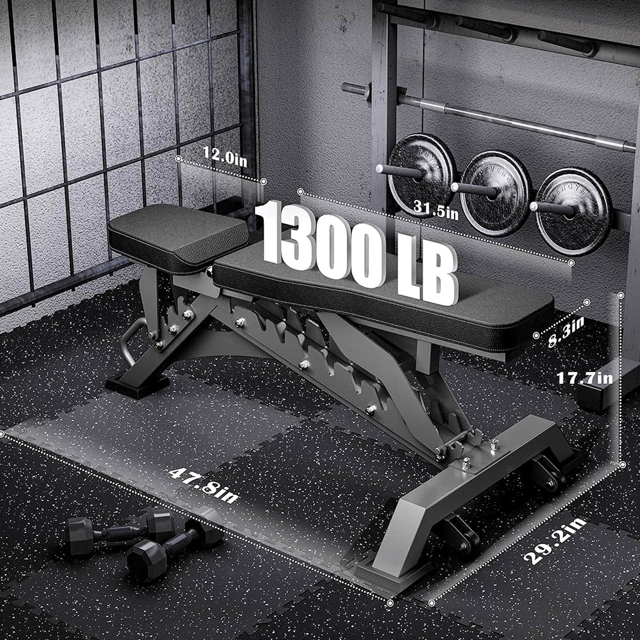 Commercial Weight Bench – Heavy‑Duty Adjustable Steel Bench for Flat/Incline/Decline Training, Professional Grade for Home Gyms