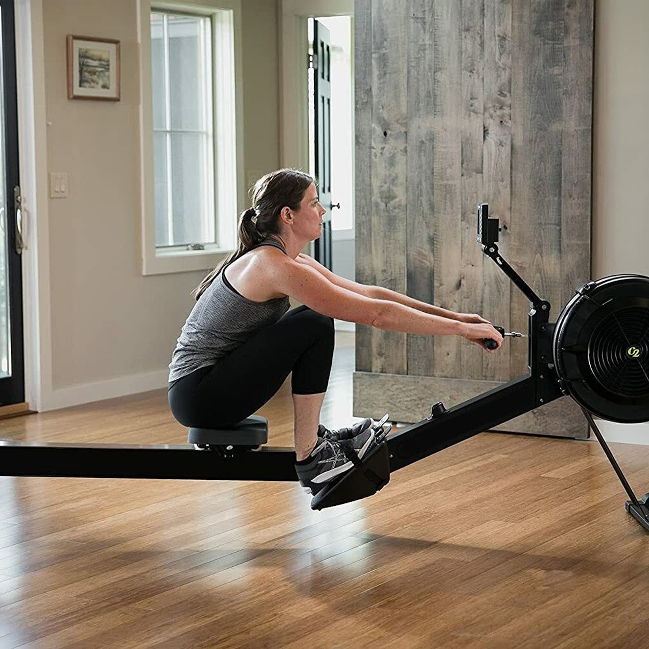 Silent Air Resistance Rowing Machine with Smart Display & Foldable Frame for Home Workouts