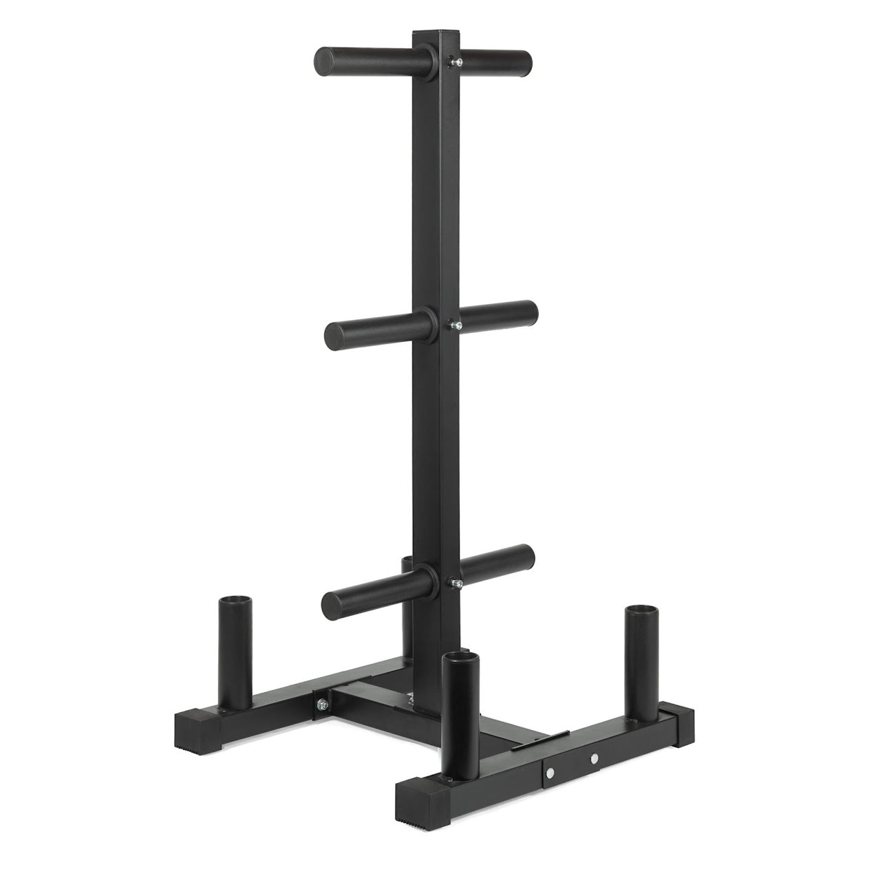 Olympic Weight Plate Rack & Bar Stand – 3-Tier Heavy-Duty Storage Tree | 200kg Load | Space-Saving, Scratch-Resistant Black Organizer for Home Gyms